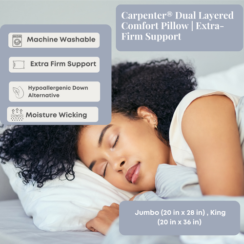 Carpenter Co. Dual Layered Comfort Pillow | Extra-Firm-Unterstützung