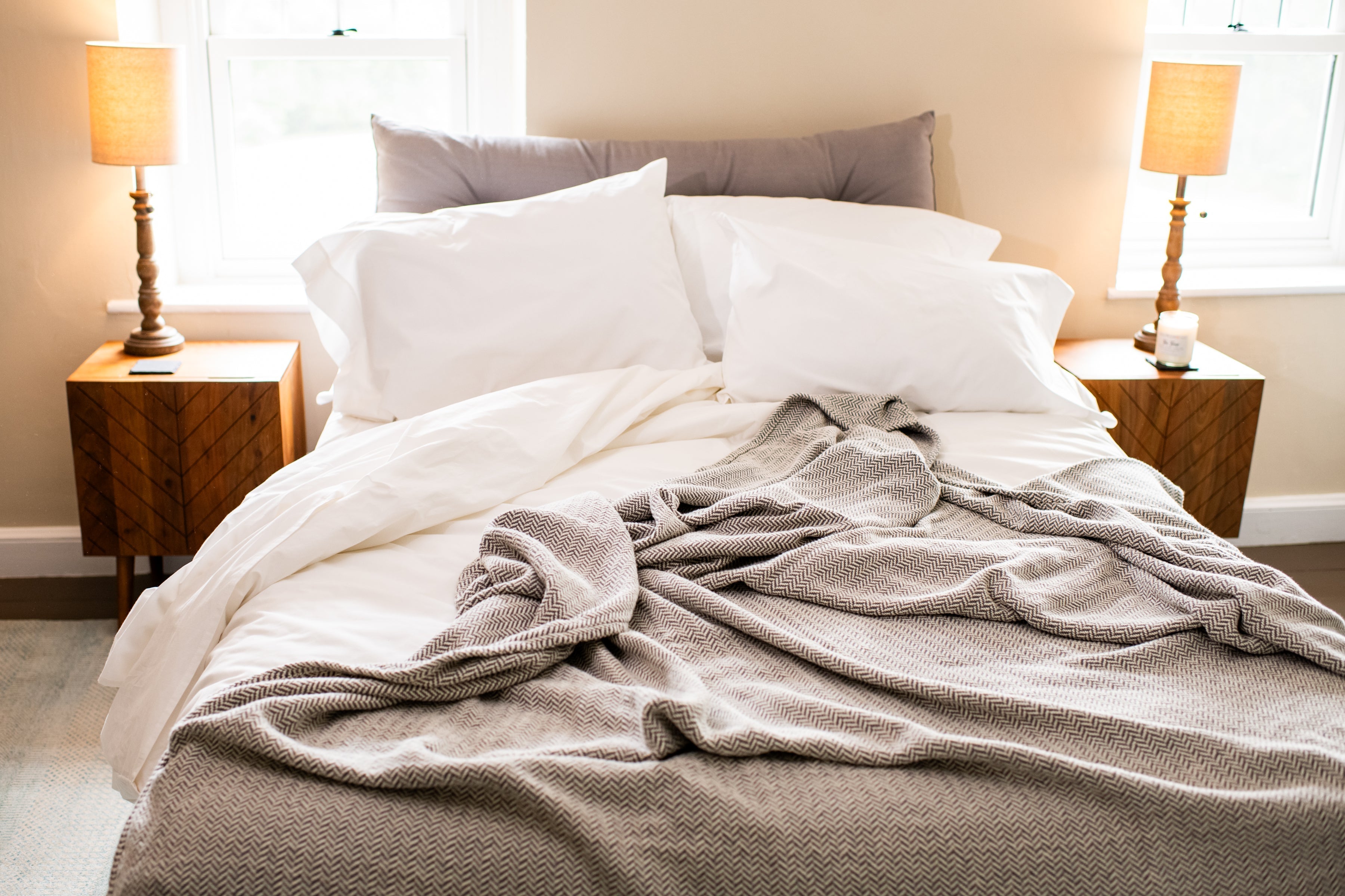 Herringbone Weben Blanket | Organische Baumwolle Hergestellt in USA