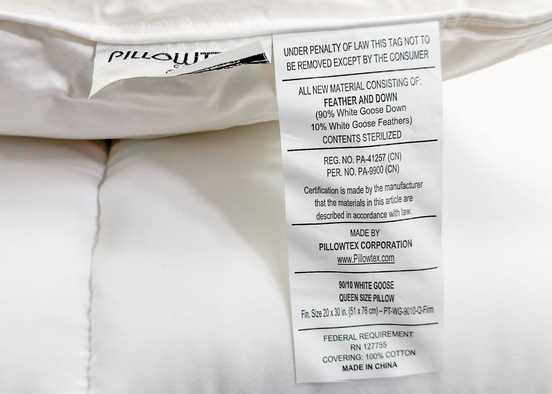 Pillowtex High End Weiß Goose Down Pillow | Unterstützung für mittleres Unternehmen