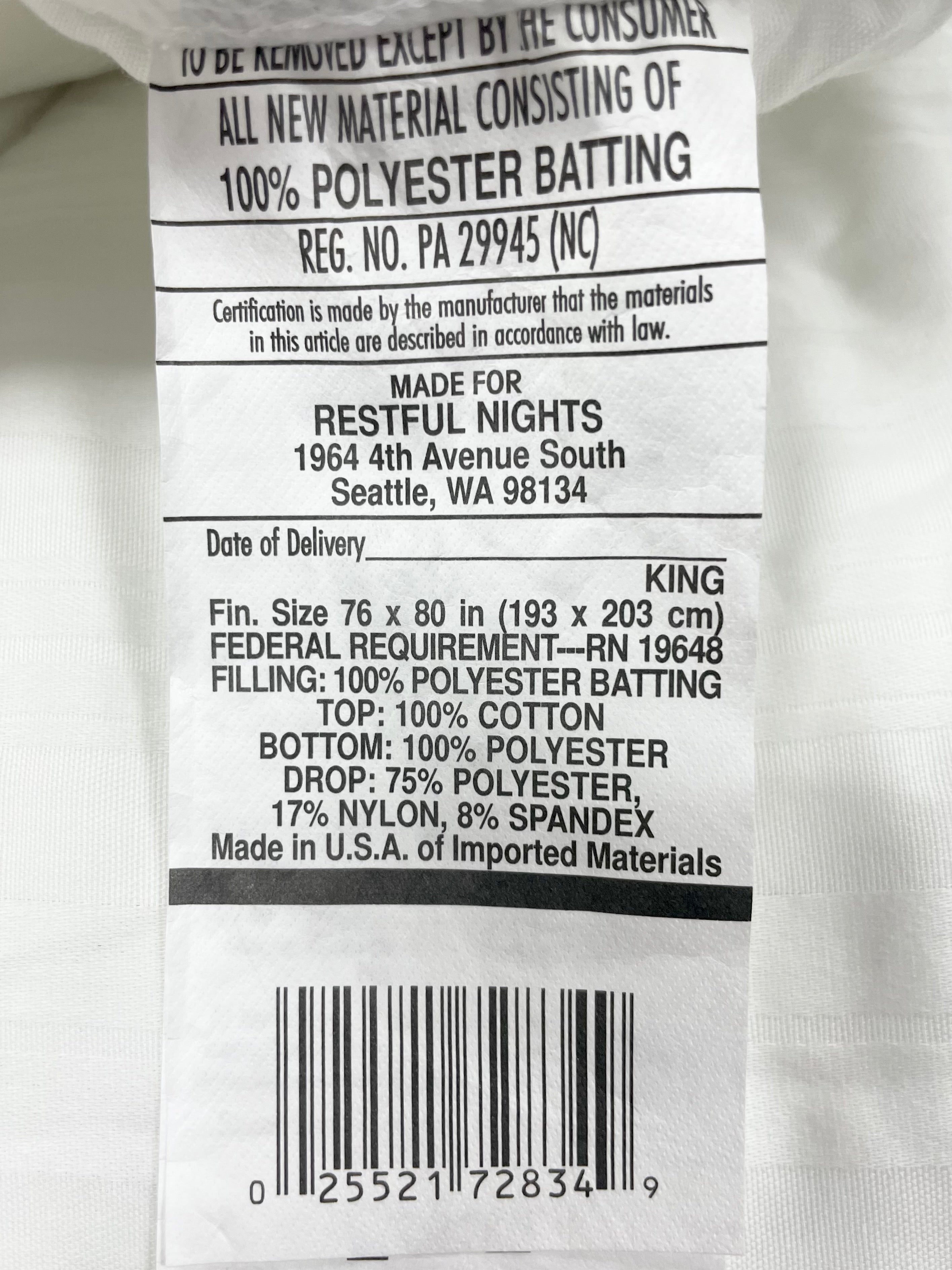 Restful Nights Ägyptische Baumwollmatratze Pad | 300 Thread Count Baumwolle