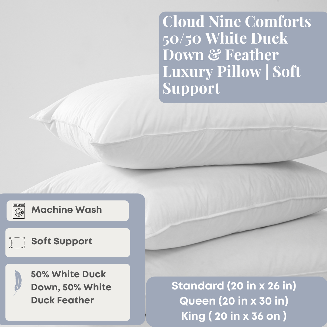 Cloud Nine Comforts 50/50 Weiße Entendaunen & Feder-Luxuskissen | Soft Support
