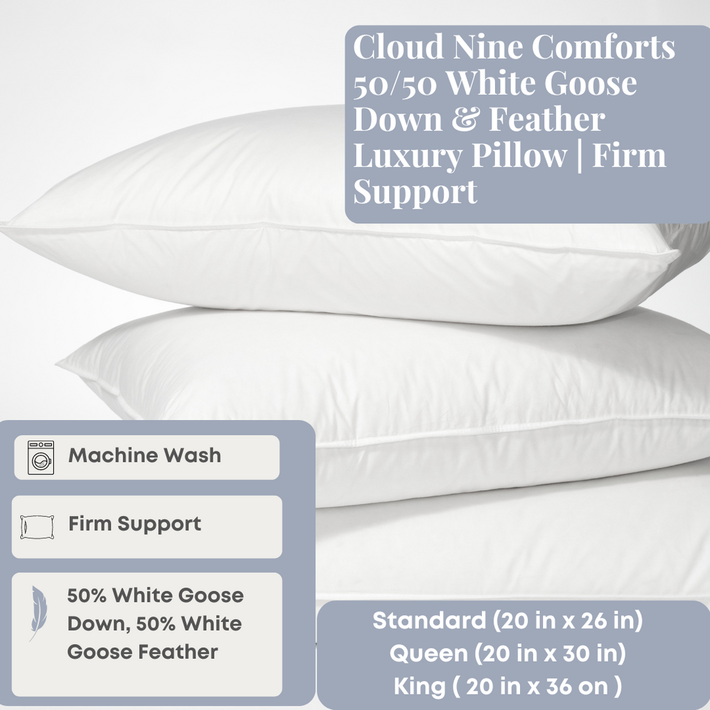 Cloud Nine Comforts 50/50 Weiß Goose Down & Feder-Luxuskissen | Feste Unterstützung