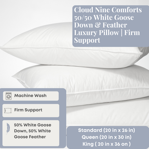 Cloud Nine Comforts 50/50 Weiß Goose Down & Feder-Luxuskissen | Feste Unterstützung