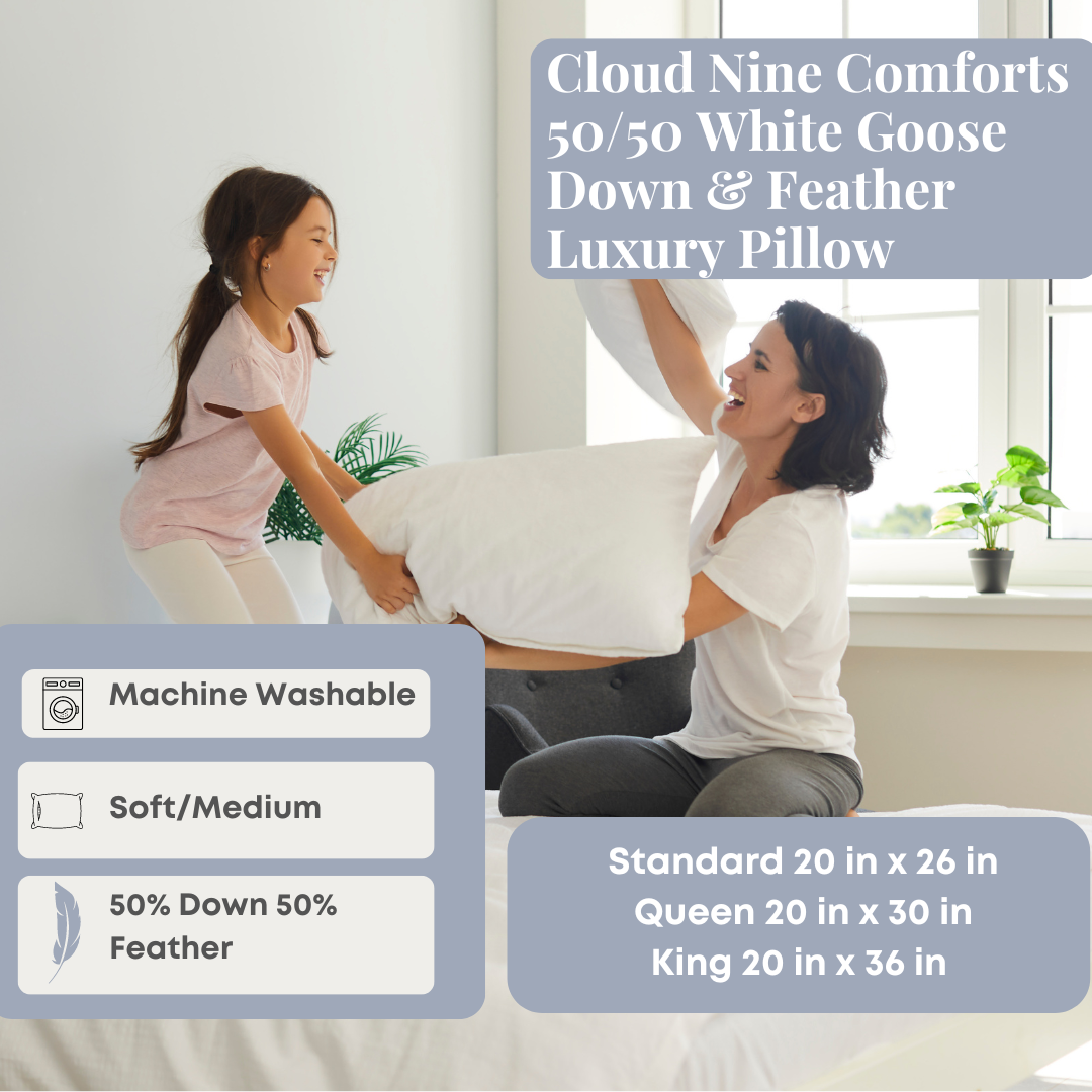 Cloud Nine Comforts 50/50 Weiß Goose Down & Feder-Luxuskissen | Mittlerer Halt