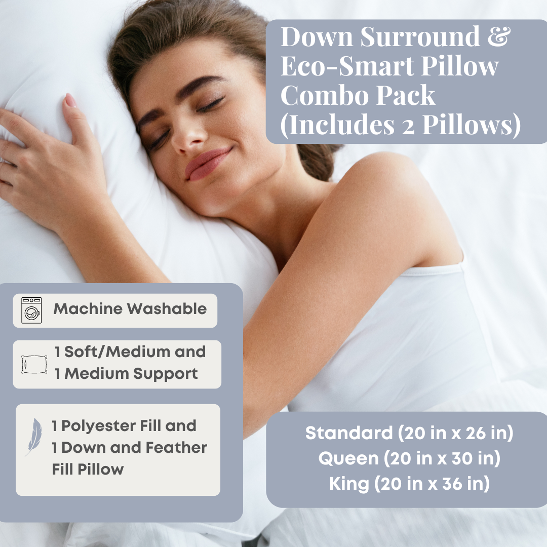 Down Surround & Eco-Smart Pillow Combo Packung (enthält 2 Kissen)