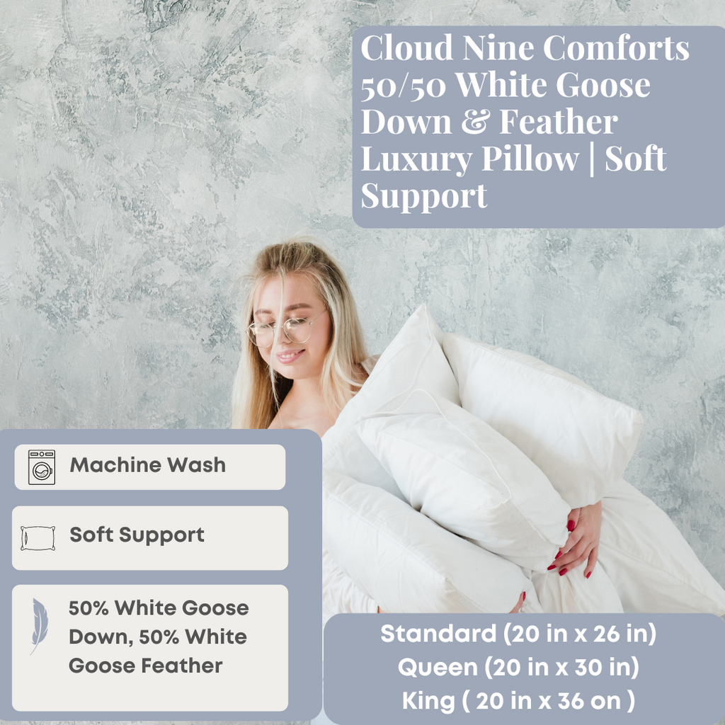 Cloud Nine Comforts 50/50 Weiß Goose Down & Feder-Luxuskissen | Soft Support