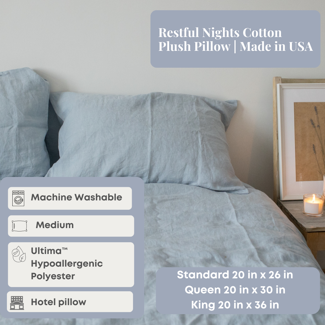 Restful Nights Cotton Plüsch Kissen | Hergestellt in USA