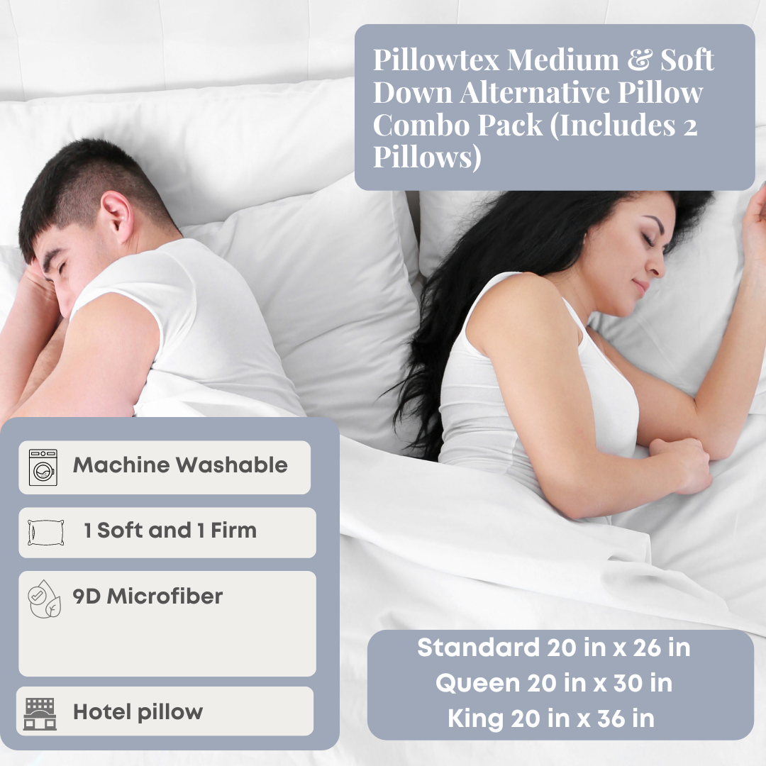 Pillowtex Medium & Soft Down Alternative Pillow Combo Packung (enthält 2 Kissen)