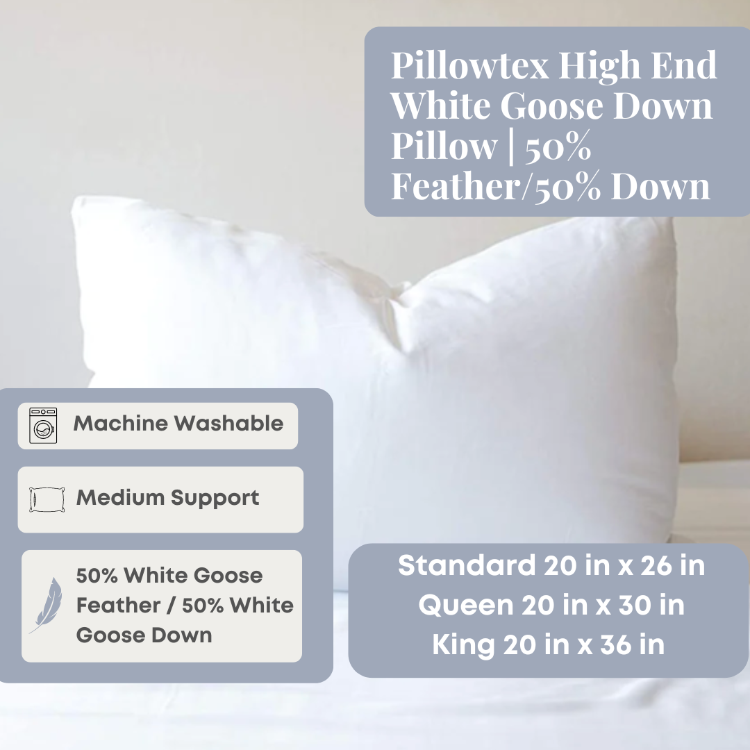 Pillowtex High End Weiß Goose Down Kissen | 50% Feder / 50% Down
