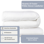 Stearns & Foster Weiß Down Bettdecke | Ganzjährige Wärme, 600 Füllkraft, 400 Fadenzahl