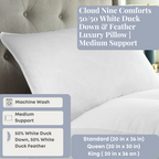 Cloud Nine Comforts 50/50 Weiße Entendaunen & Feder-Luxuskissen | Mittlerer Halt
