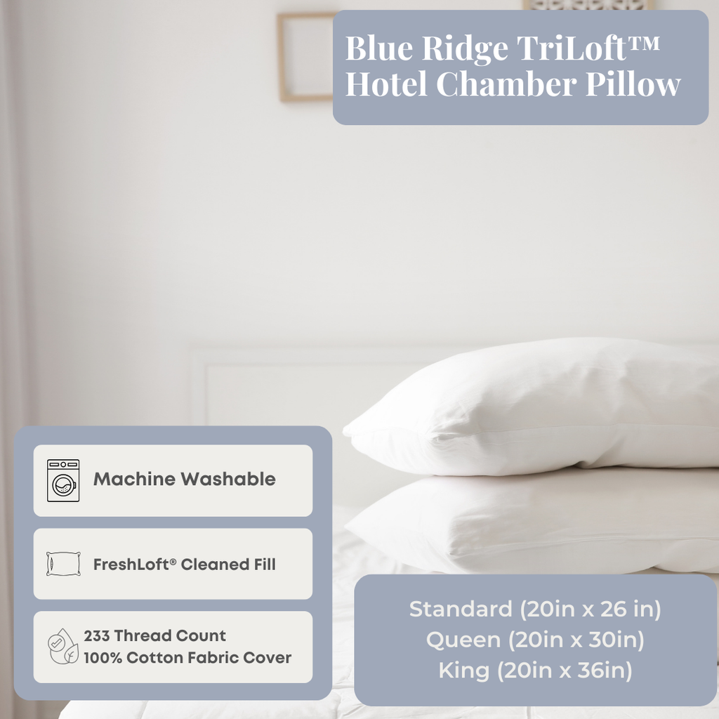 Blau Ridge TriLoftTM Hotel Kammer Kissen | All-Sleep-Positionen