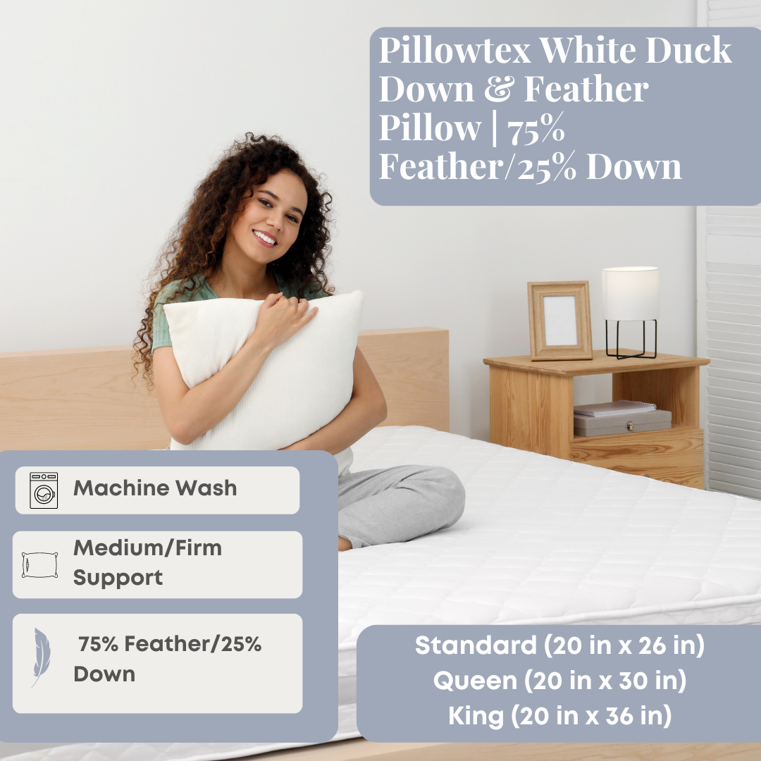 Pillowtex Weiße Entendaunen & Feder Kissen | 75% Feder / 25% nach unten