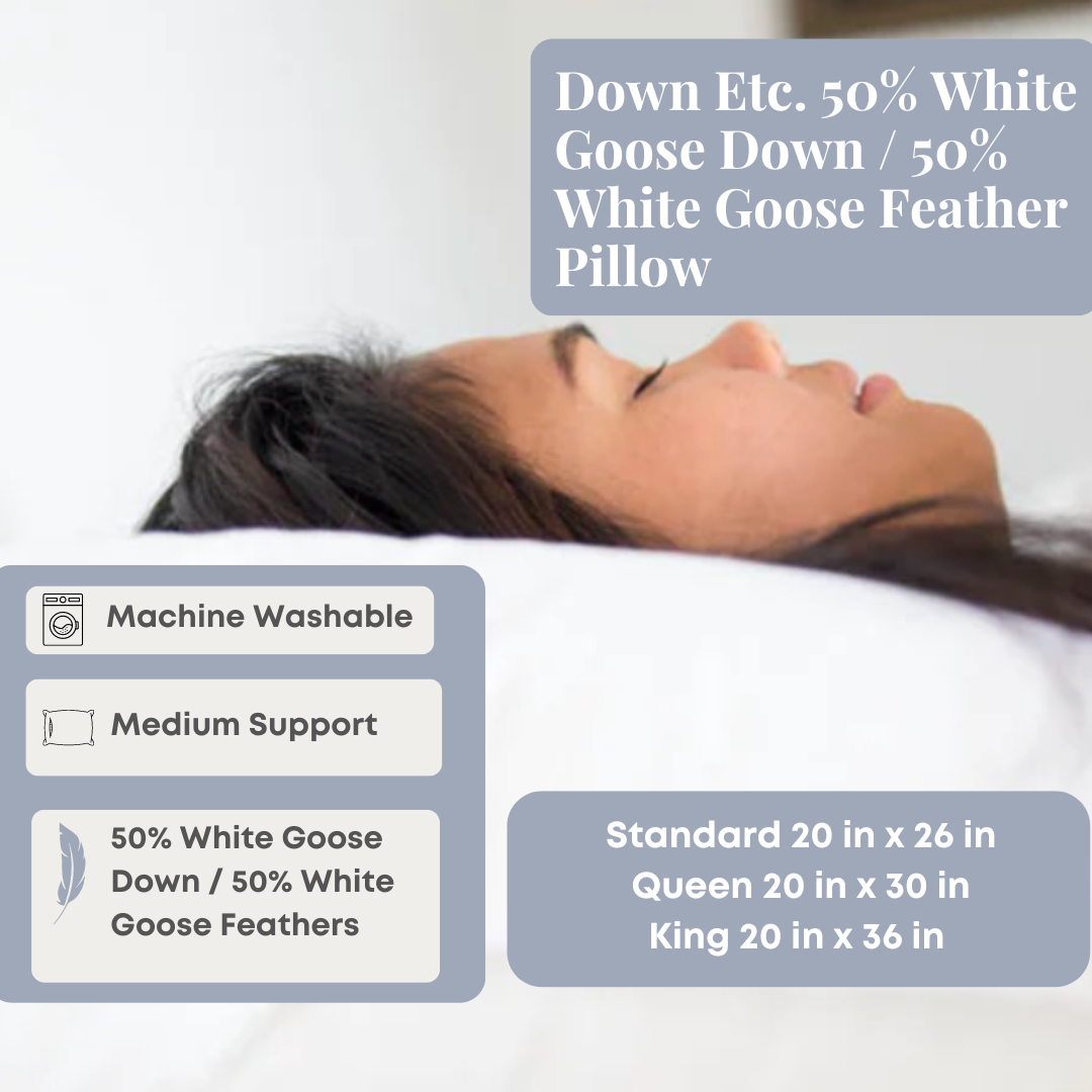 Down Etc. 50% Weiß Goose Down / 50% Weiß Goose Federn Pillow