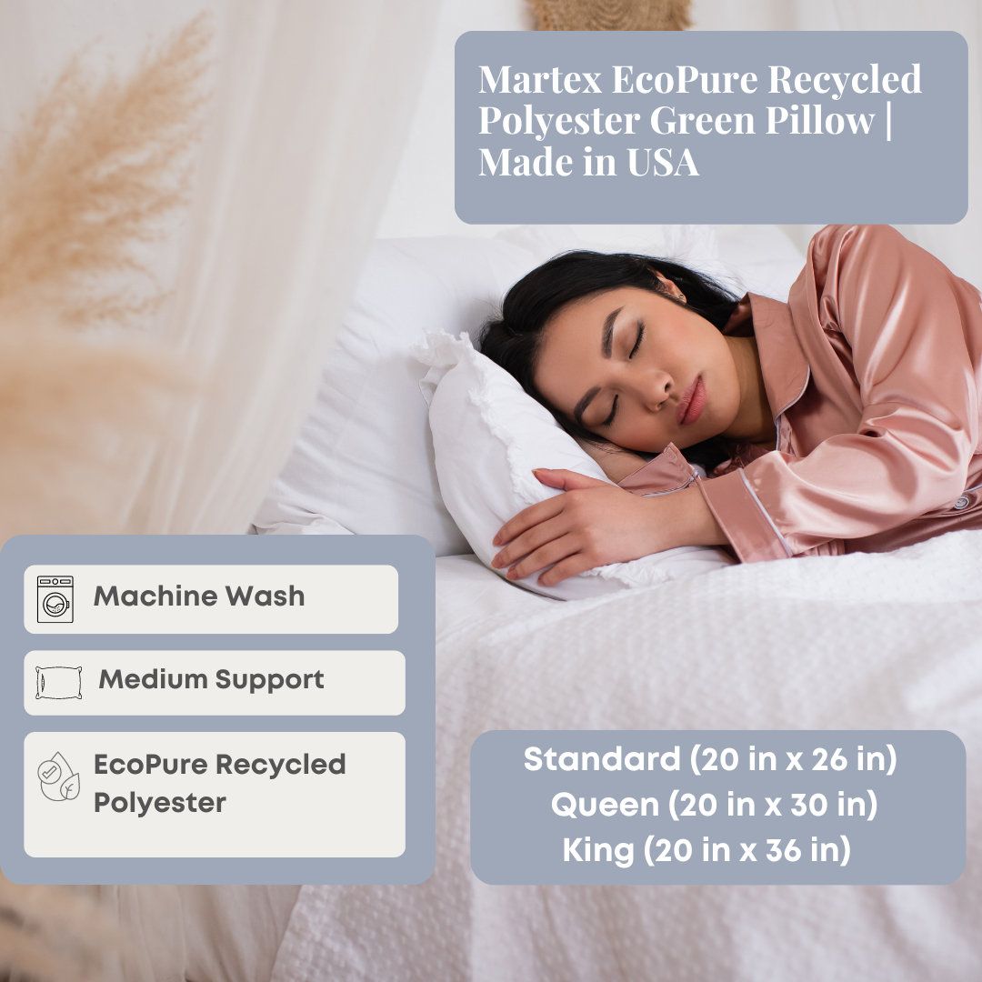 Martex EcoPure Recycled Polyester Grün Pillow | Hergestellt in USA