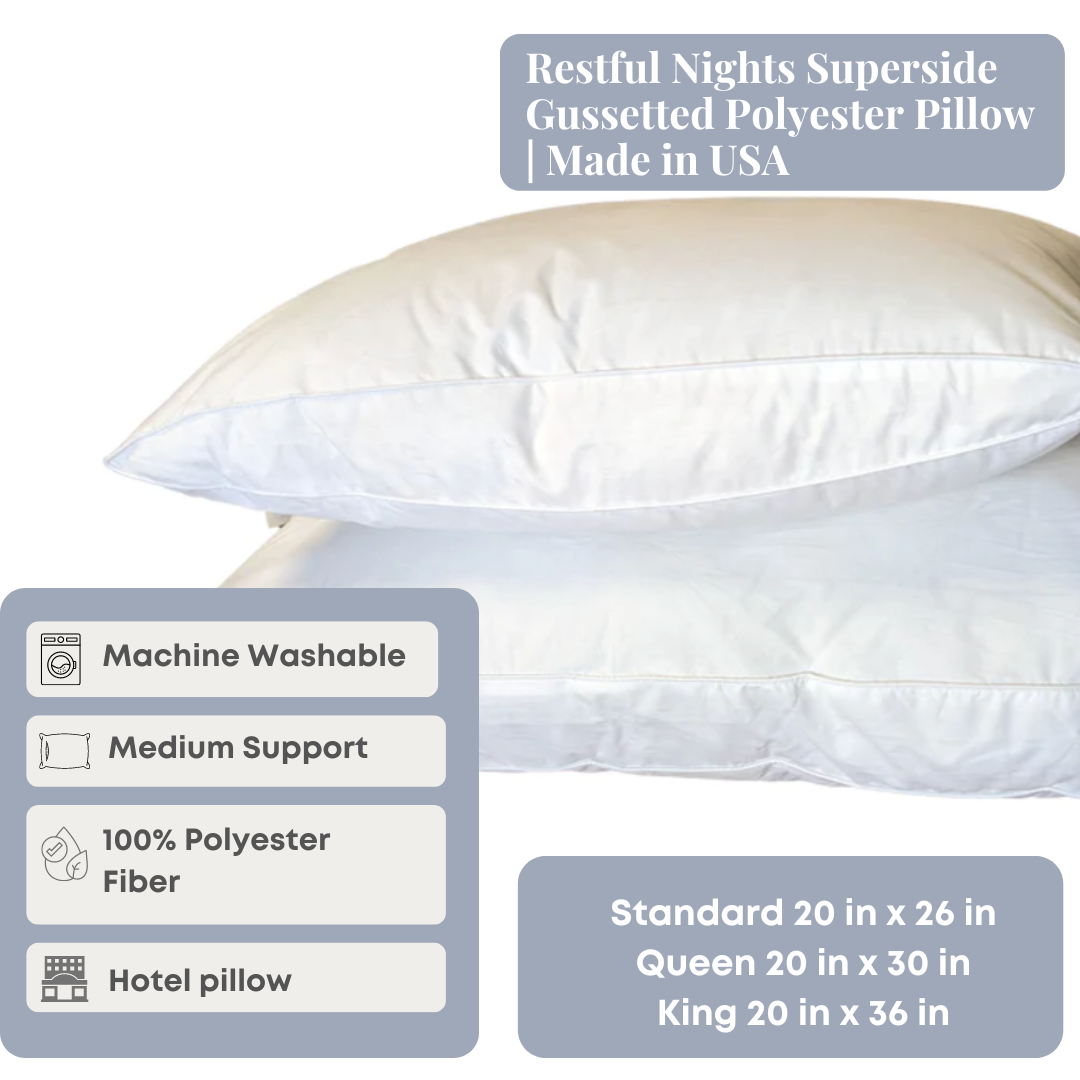Restful Nights Superside Gussetted Polyester Pillow | Hergestellt in USA