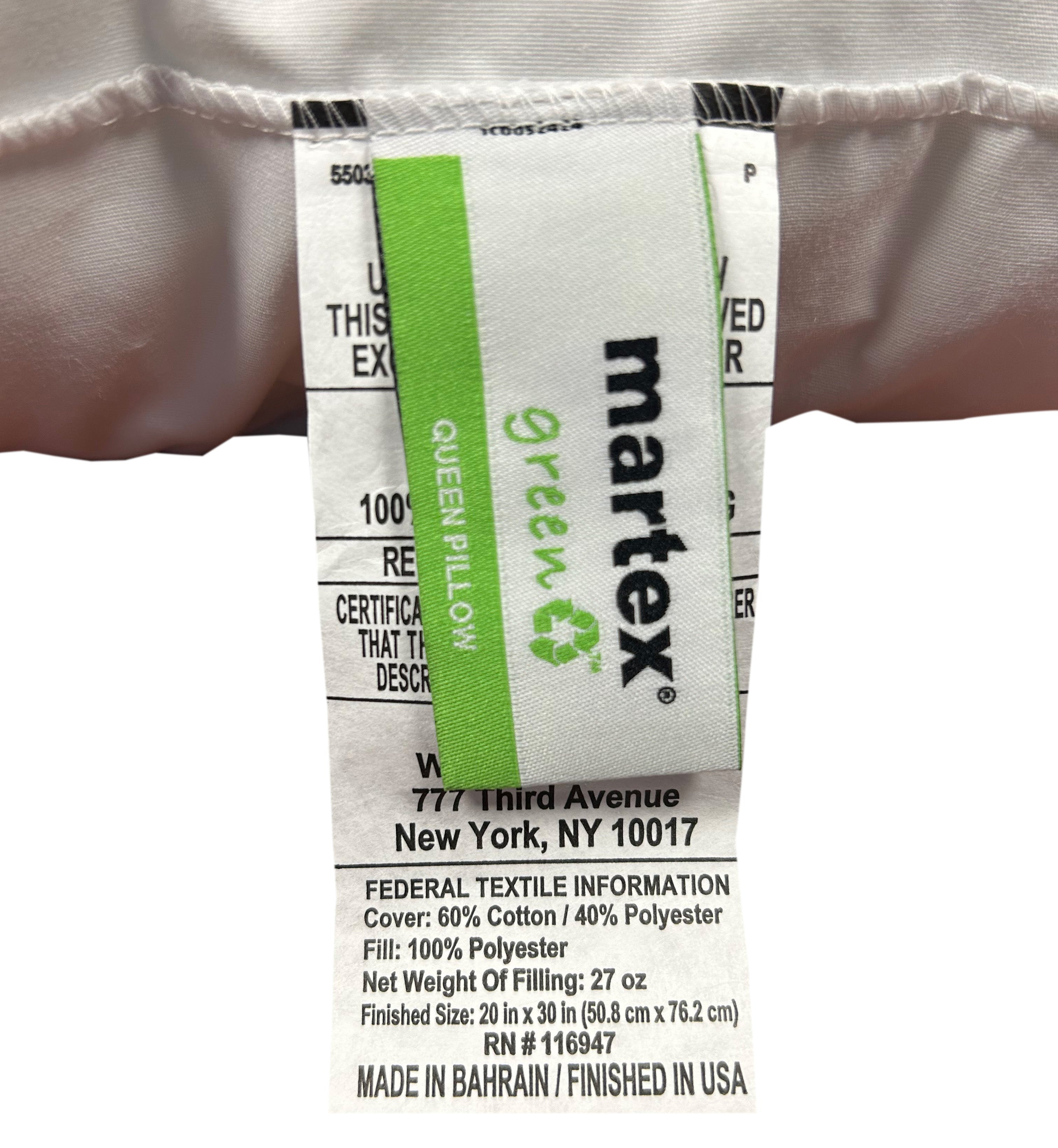 Martex EcoPure Recycled Polyester Grün Pillow | Hergestellt in USA