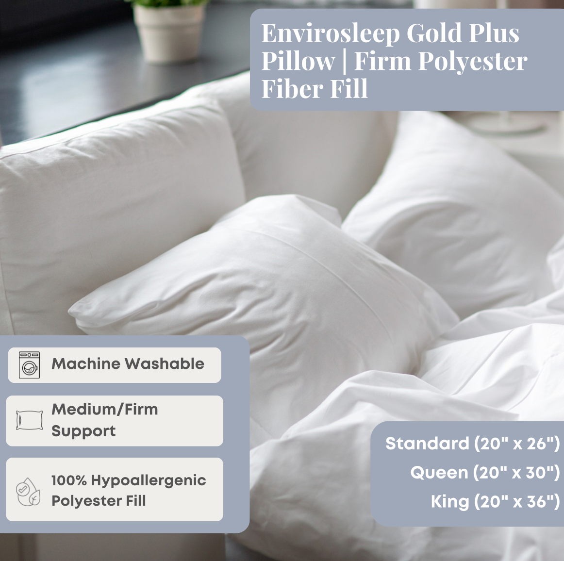 Envirosleep Gold Plus Kissen | Feste Polyesterfaserfüllung