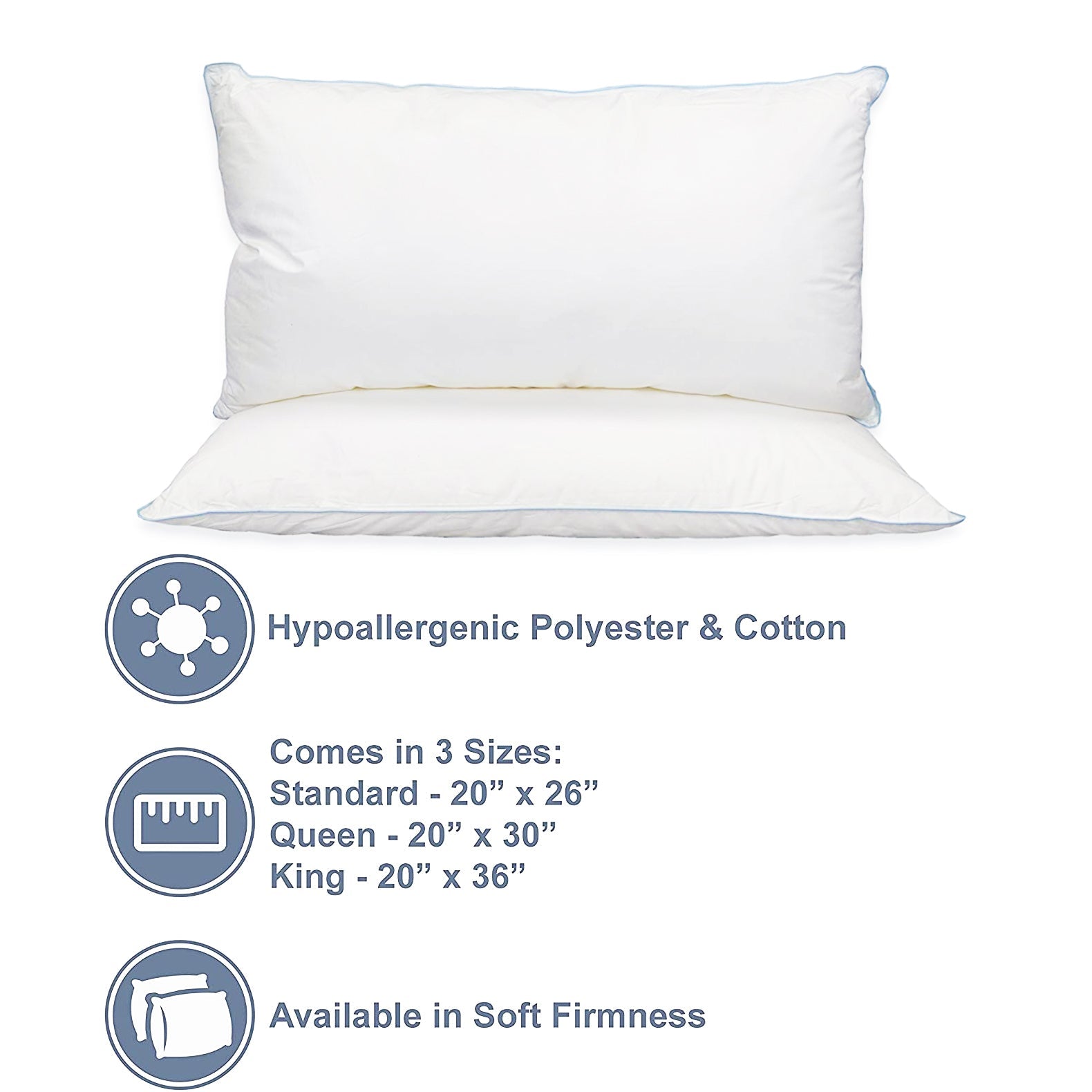 Pillowtex Blau Cord Pillow | Eindimensionales Polyester-Pillow