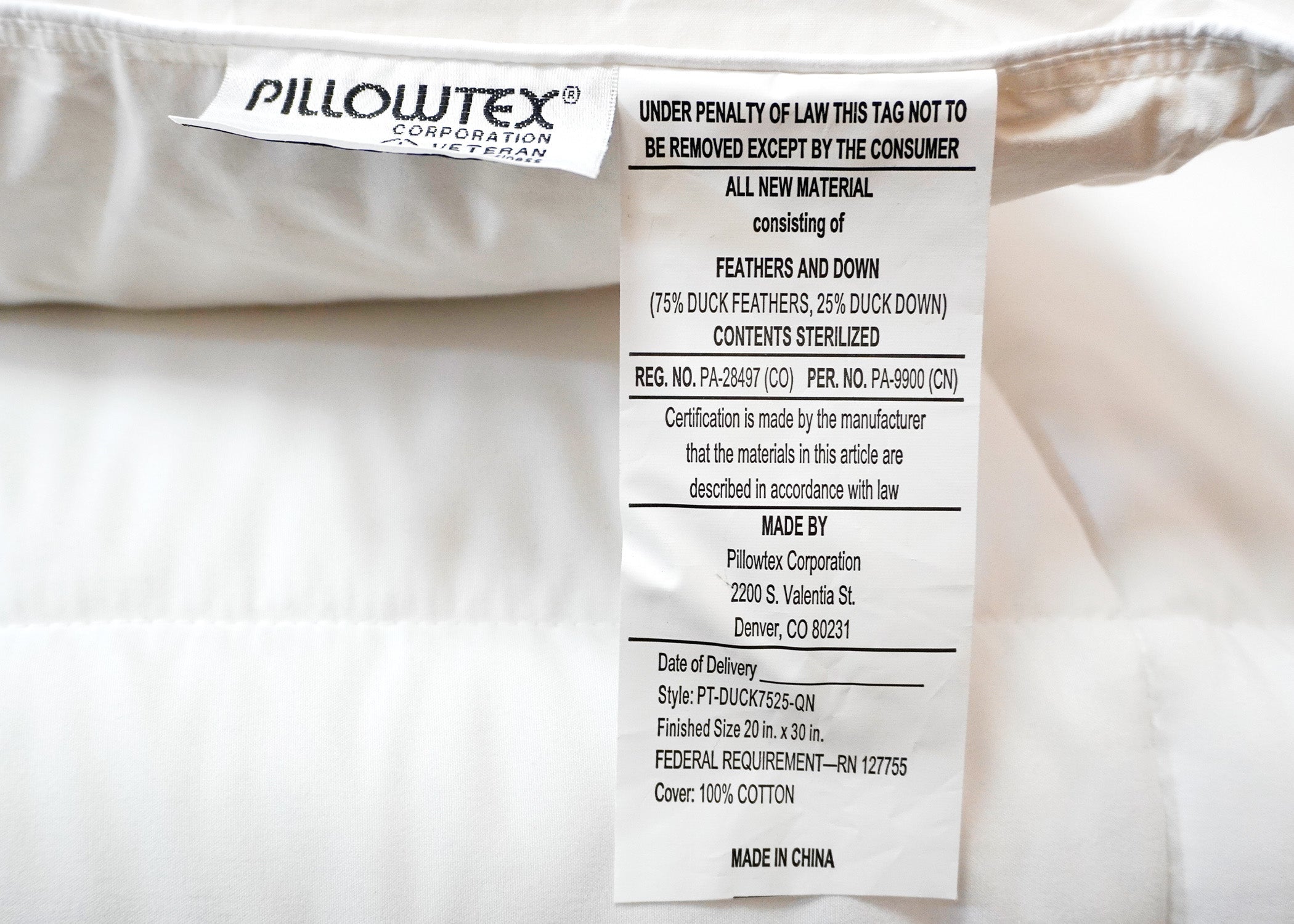 Pillowtex Weiße Entendaunen & Feder Kissen | 75% Feder / 25% nach unten