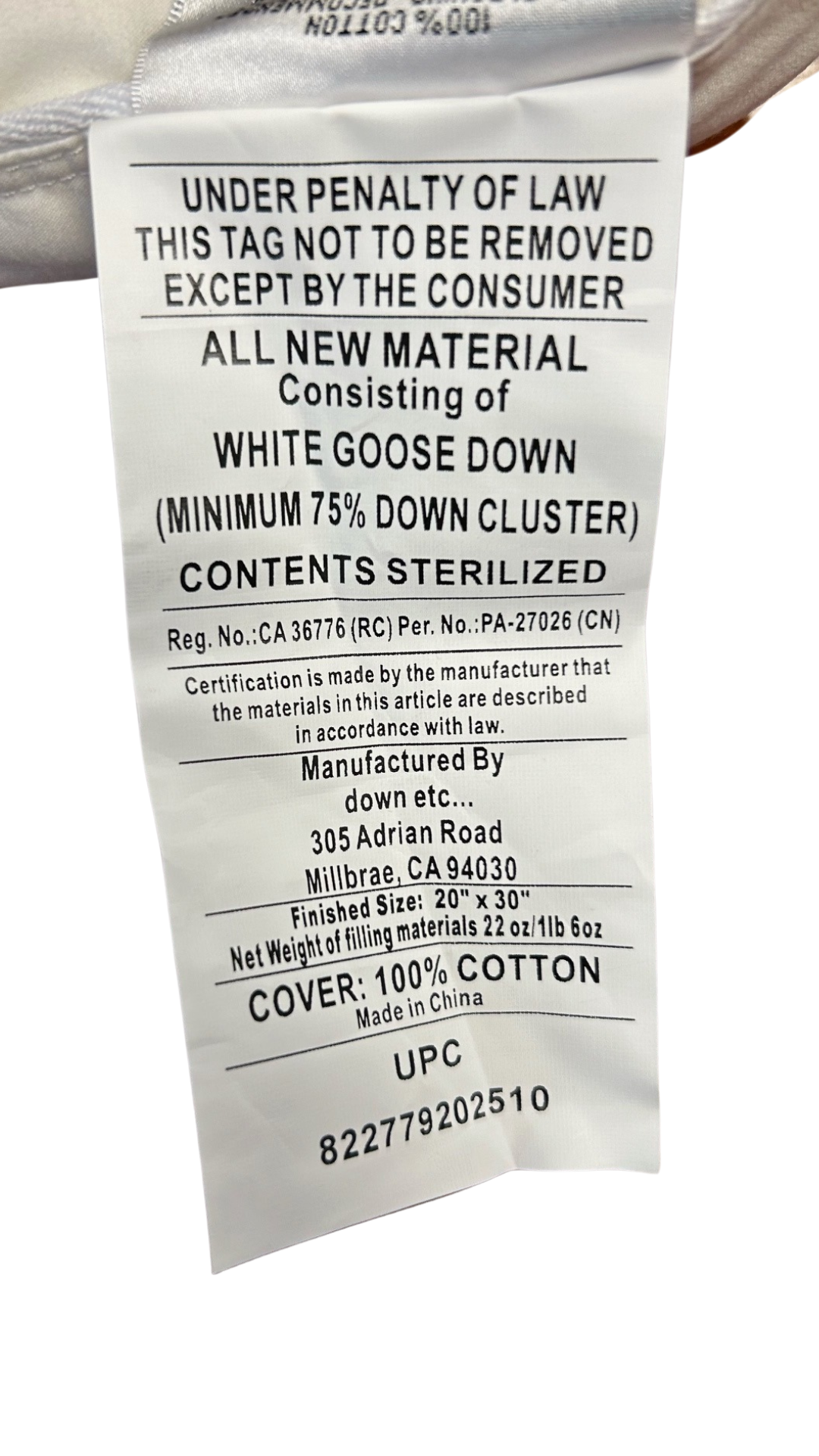 Down Etc. Luxury Goose Down Pillow | Mittlerer Halt