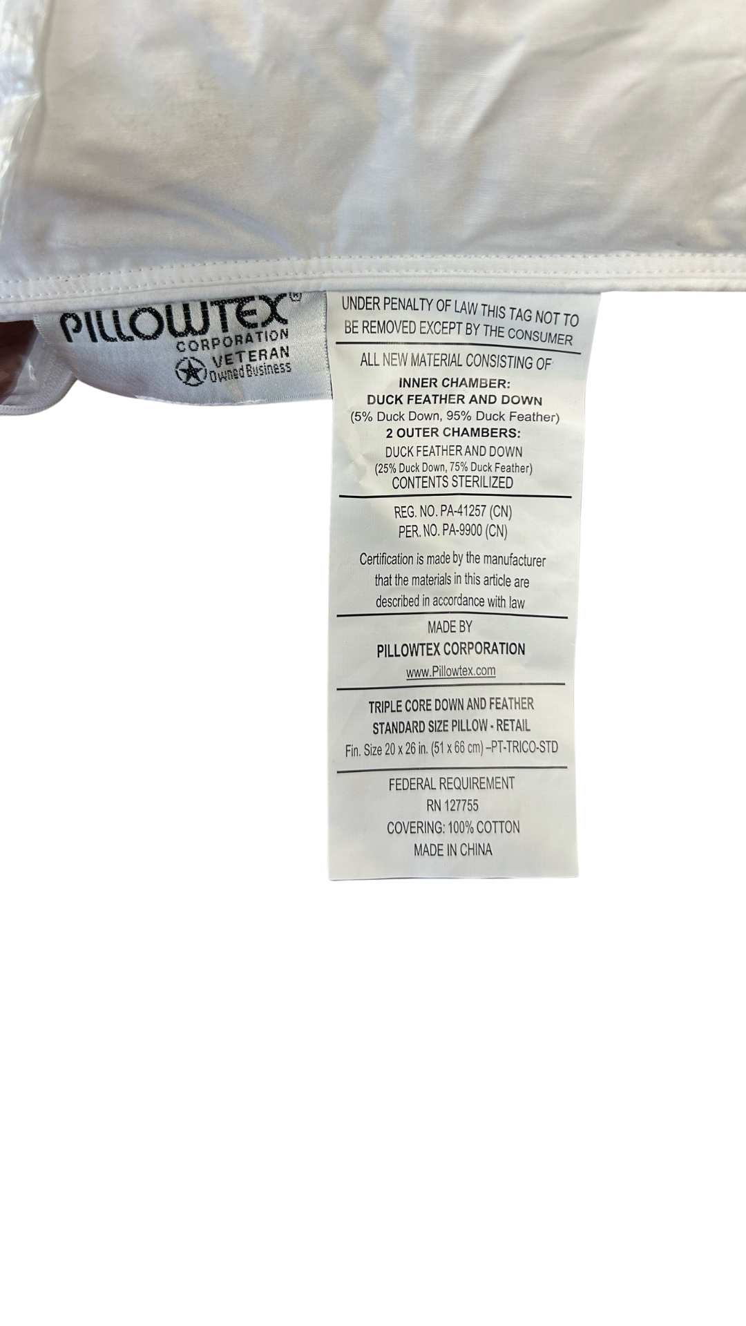 Pillowtex Triple Core Weiße Entendaunen & Feder Kissen | Mittelschwere Unterstützung