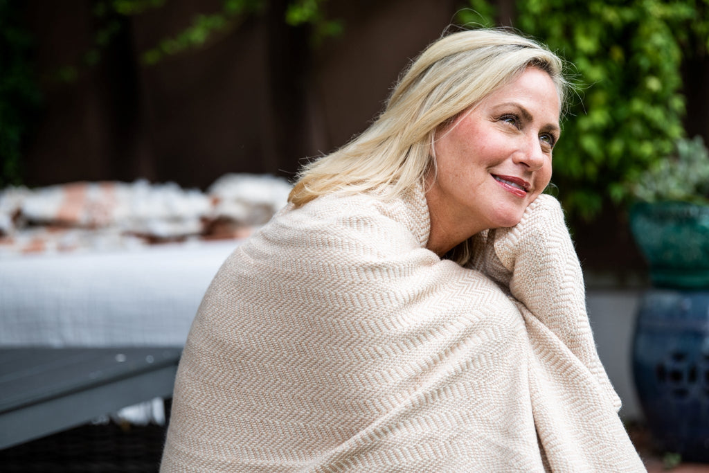 Wolle Werfen Sie Blanket Hergestellt in USA, Soft Chevron Webave, Natürliches Klima Nützliche Wolle