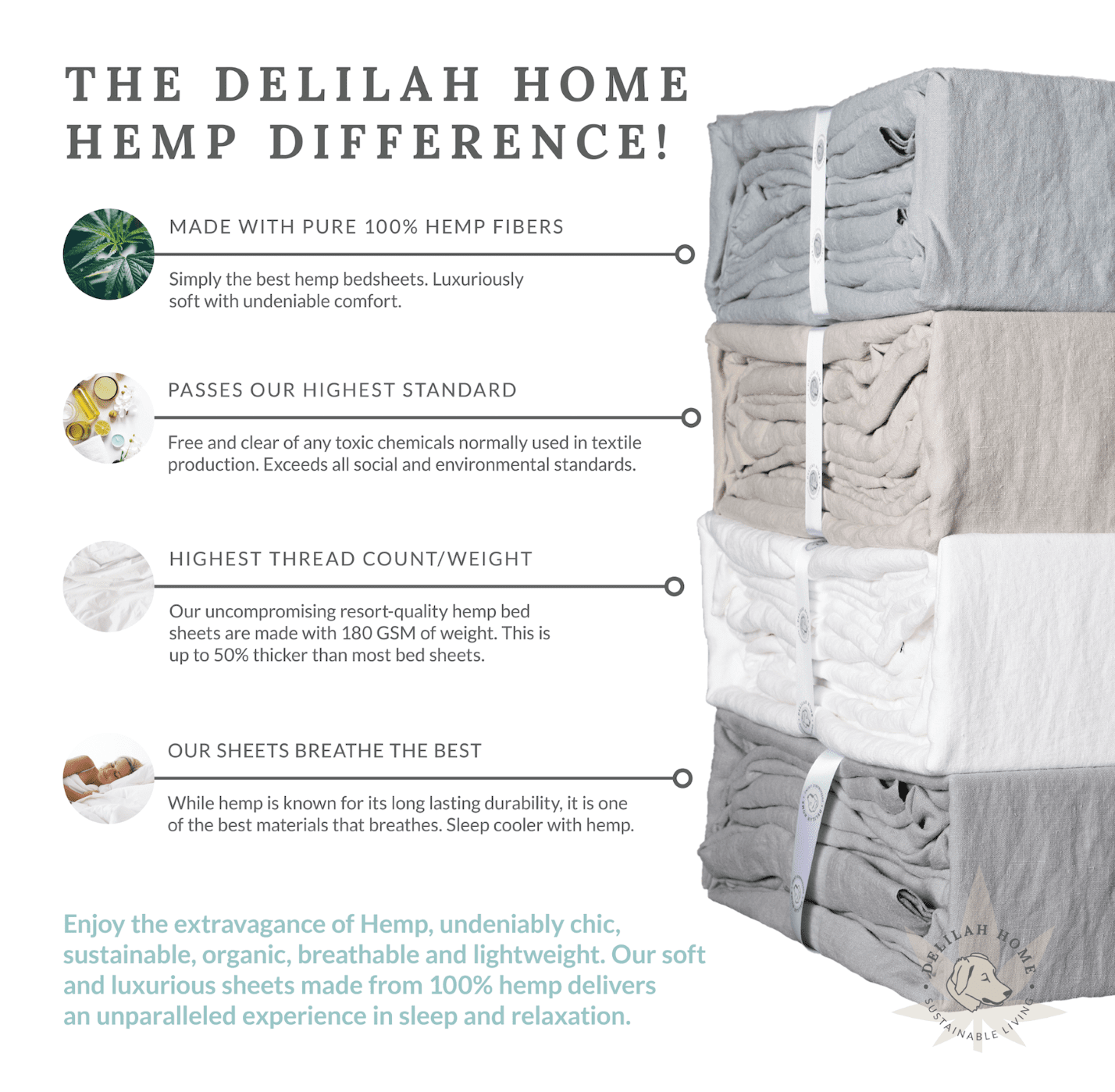 Delilah Home Hanf Kissengehäuse Set