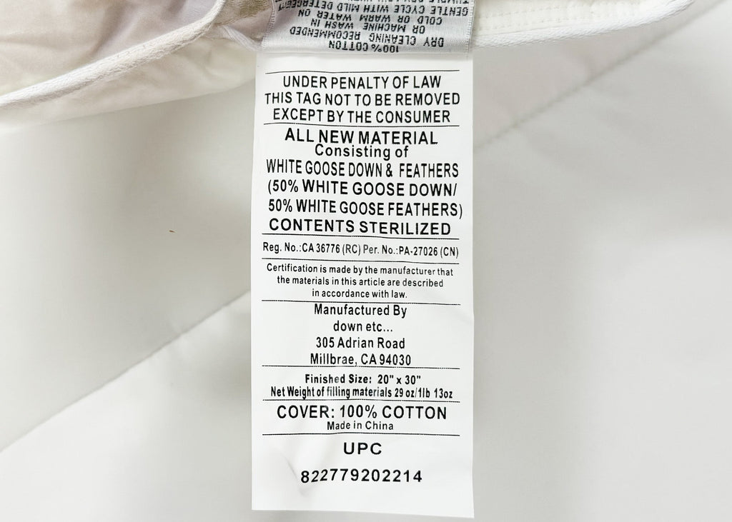 Down Etc. 50% Weiß Goose Down / 50% Weiß Goose Federn Pillow