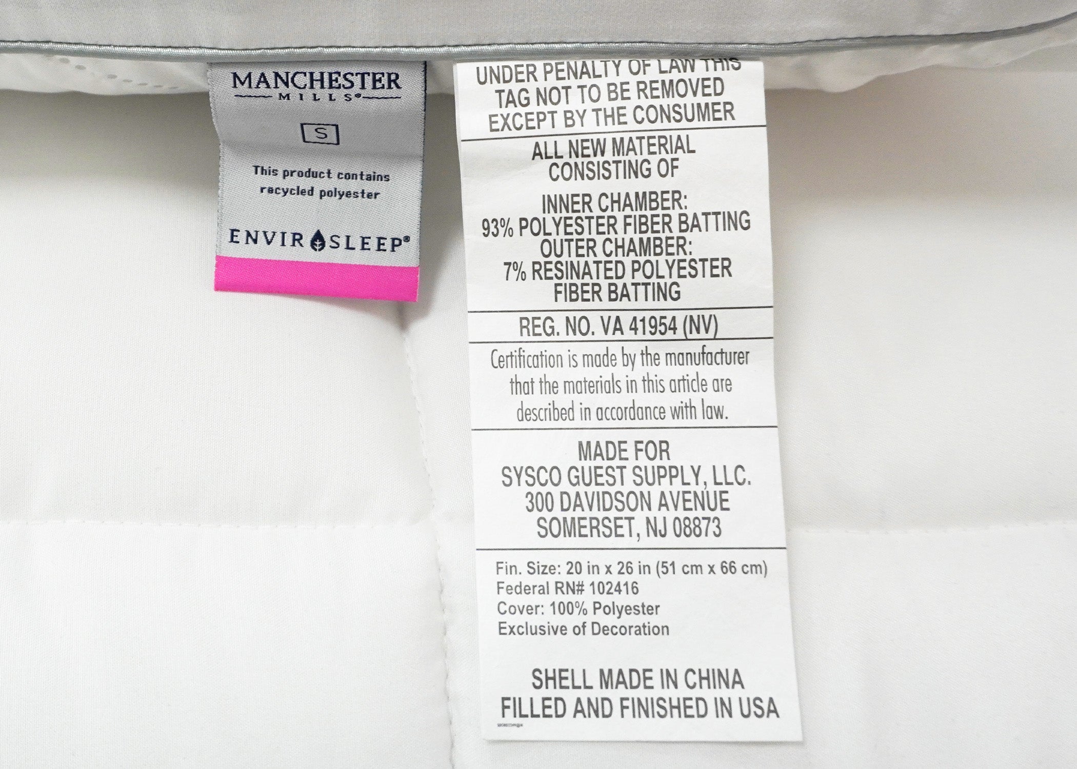 Envirosleep Diamond Support Gel Fiber Fill Kissen | Mittlerer Halt