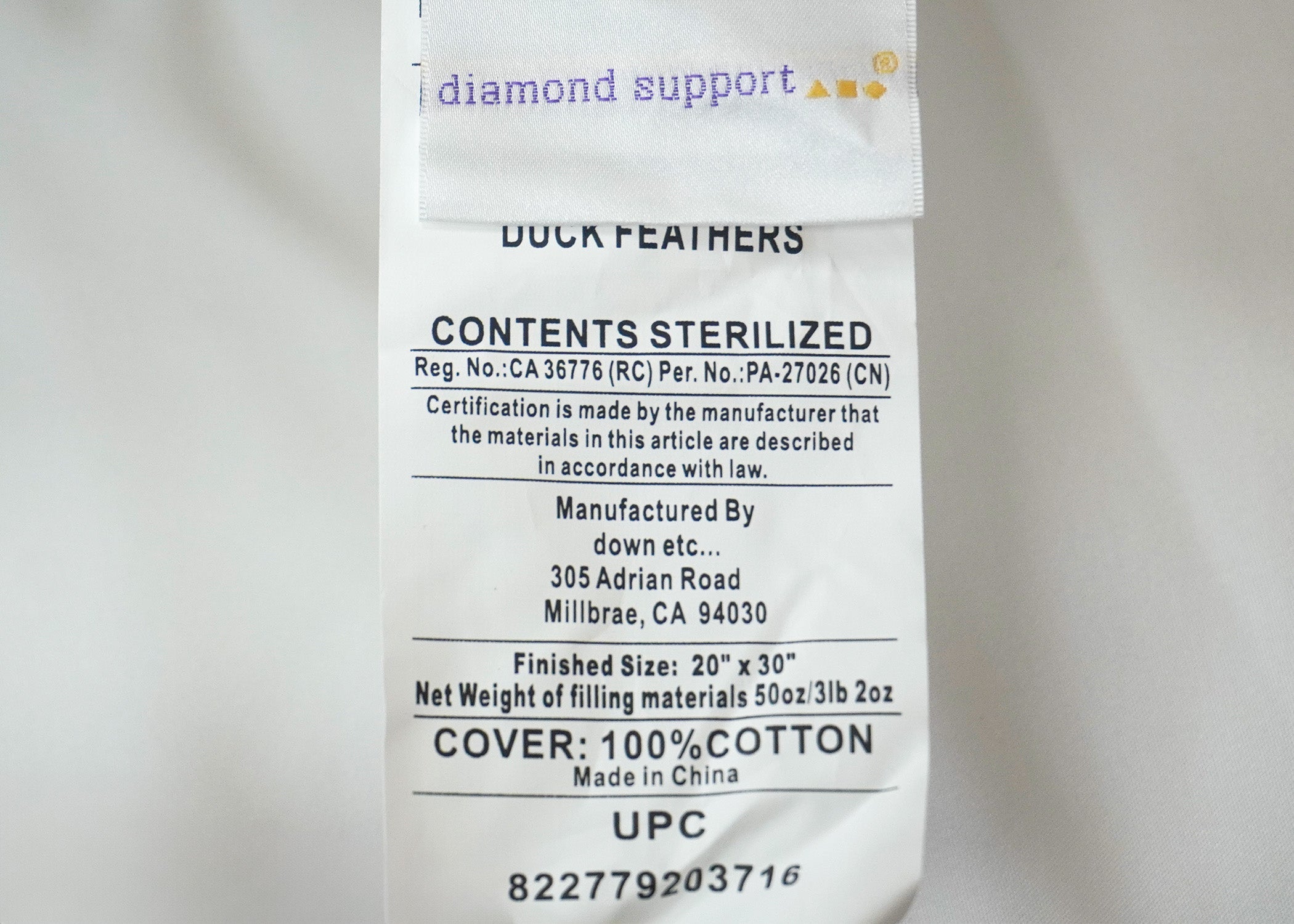Down Etc. Diamond Support Feder & Down Kissen | Mittelfeuer