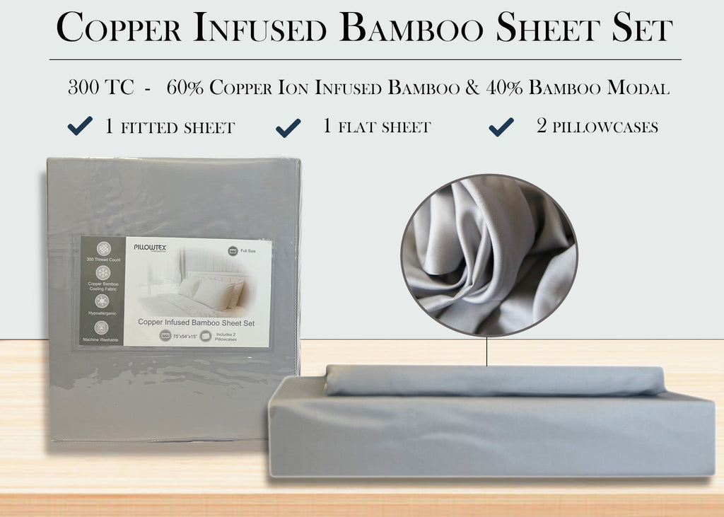 Pillowtex Kupfer Infundiertes Bambusblatt Set | Antimikrobielle, Kühlung und Atmungsaktiv