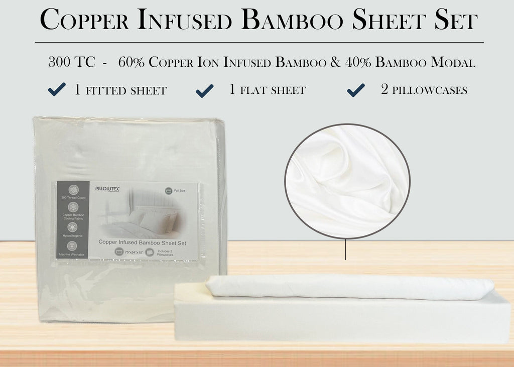 Pillowtex Kupfer Infundiertes Bambusblatt Set | Antimikrobielle, Kühlung und Atmungsaktiv